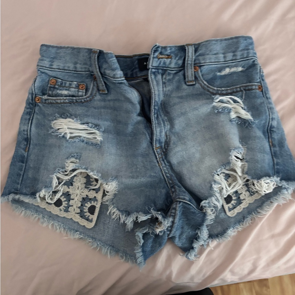 Aeropostale Light Blue Distressed Jean Shorts